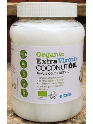 1000 ml - HSL Organic Extra Virgin Coconut Oil (Raw & Cold-Pressed) for Cooking, Baking, Skin moisturiser & Hair Conditioner 1000ml