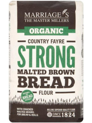 Marriages Organic Country Fayre Strong Malted Brown Bread Flour 1 kg (Pack of 6)