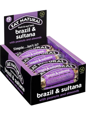 Eat Natural Bars Brazil & Sultana with Peanuts & Apricots, 50g - Pack of 12