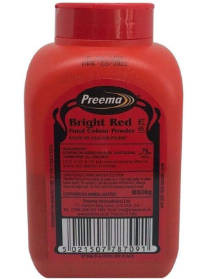 preema bright red food colour powder - 500g
